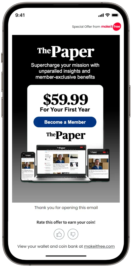 Publisher subscription offer delivered by email